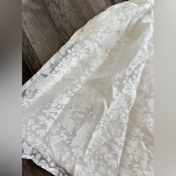 Lulus White Floral Sheer Lace Puff Sleeve‎ Mini Dress Party Cocktail - Picture 2 of 8